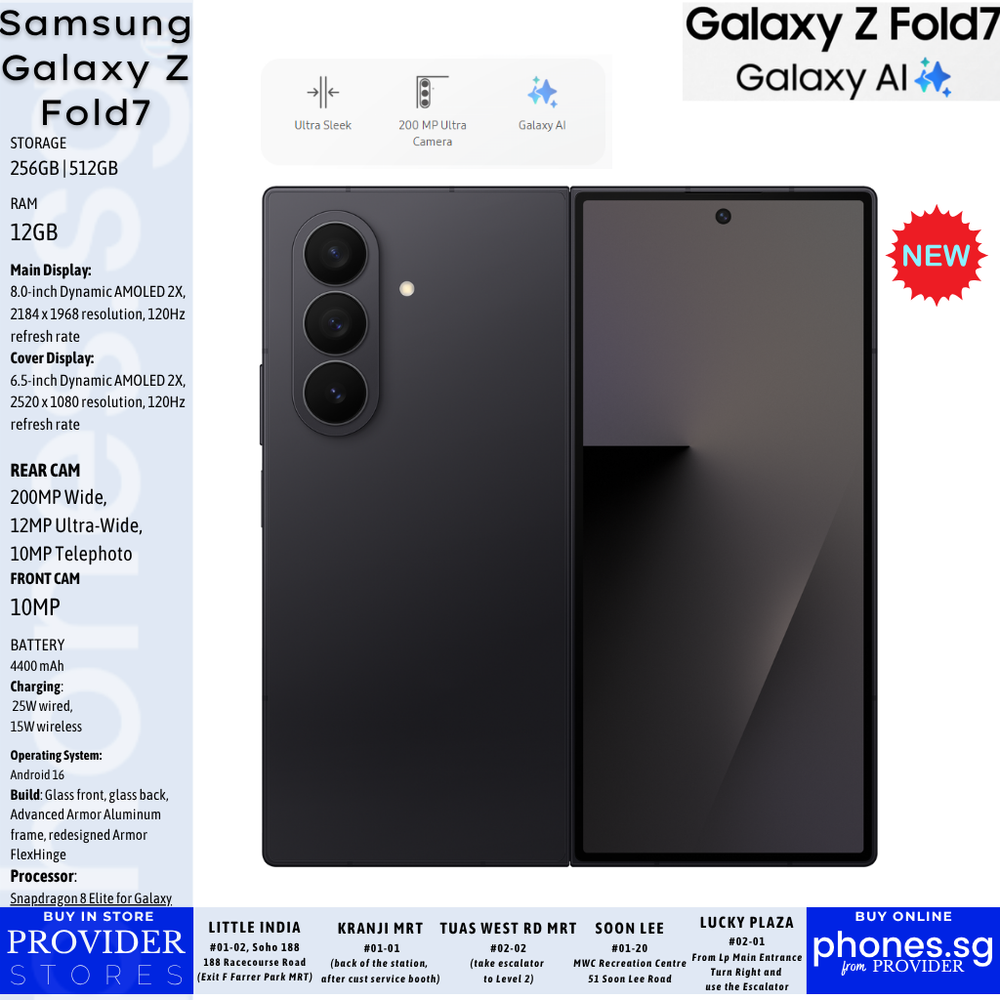 NEW Samsung Galaxy Z Fold7 5G (200MP/ 120Hz + AMOLED) Mobile Phone